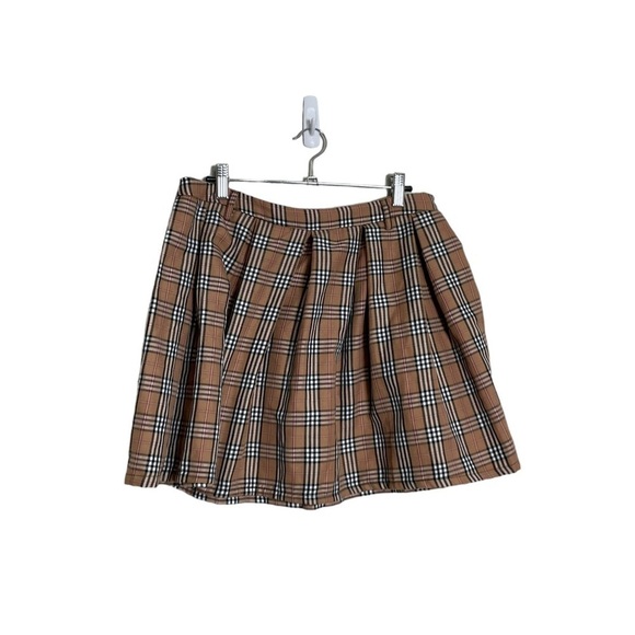 Hot Topic Academia Brown Plaid Mini Skirt Medium - Picture 1 of 4